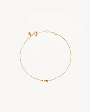 14k Solid Gold Magic Within Birthstone Diamond Bracelet - November - Citrine