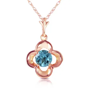 14K Solid Rose Gold Blue Topaz Genuine Royal Necklace