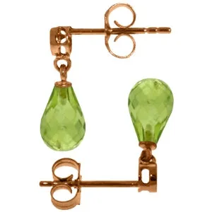 14K Solid Rose Gold Diamond & Peridot Gemstone Earrings