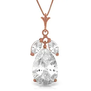 14K Solid Rose Gold Natural Rose Topaz Necklace Genuine