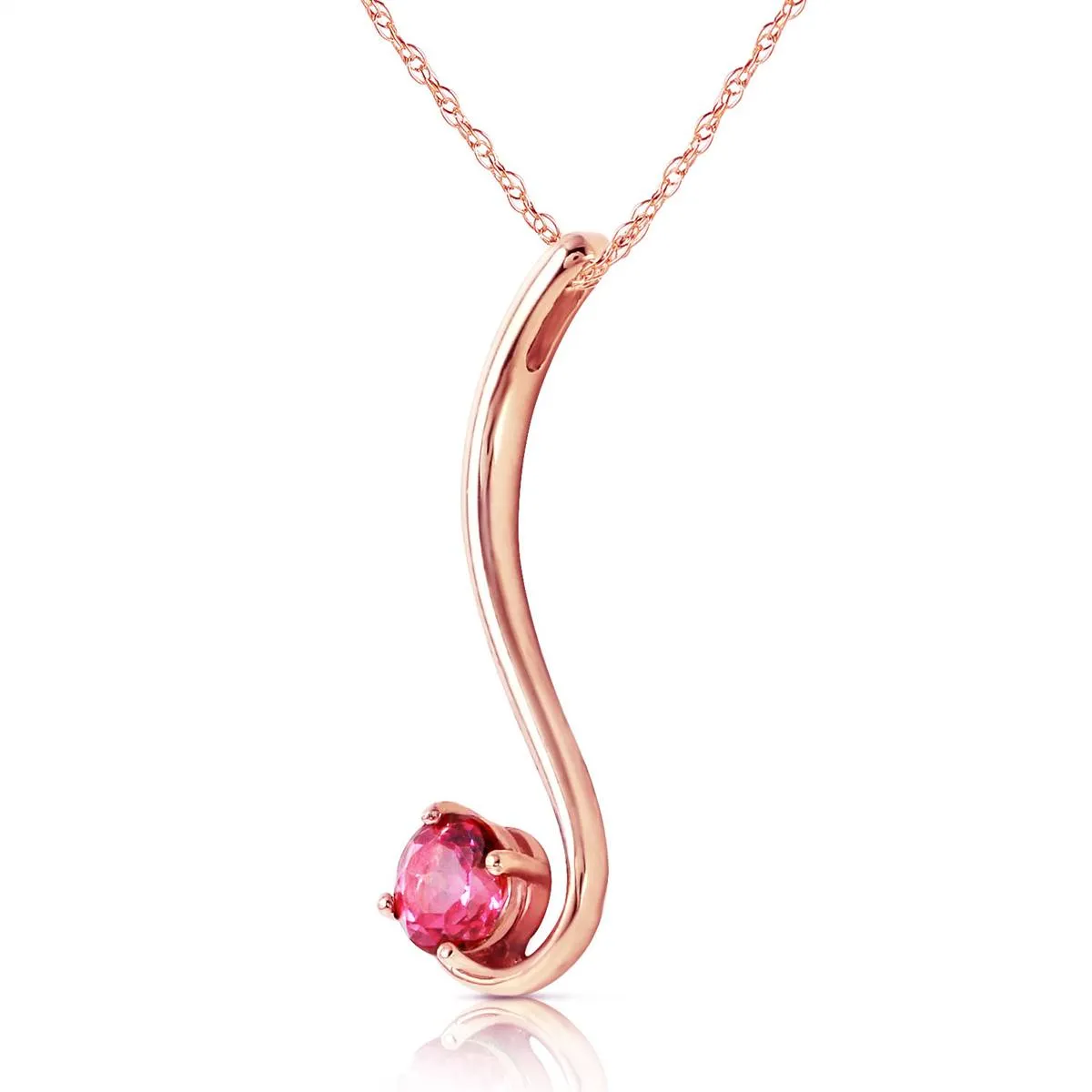 14K Solid Rose Gold Pink Topaz Necklace Genuine Platinum