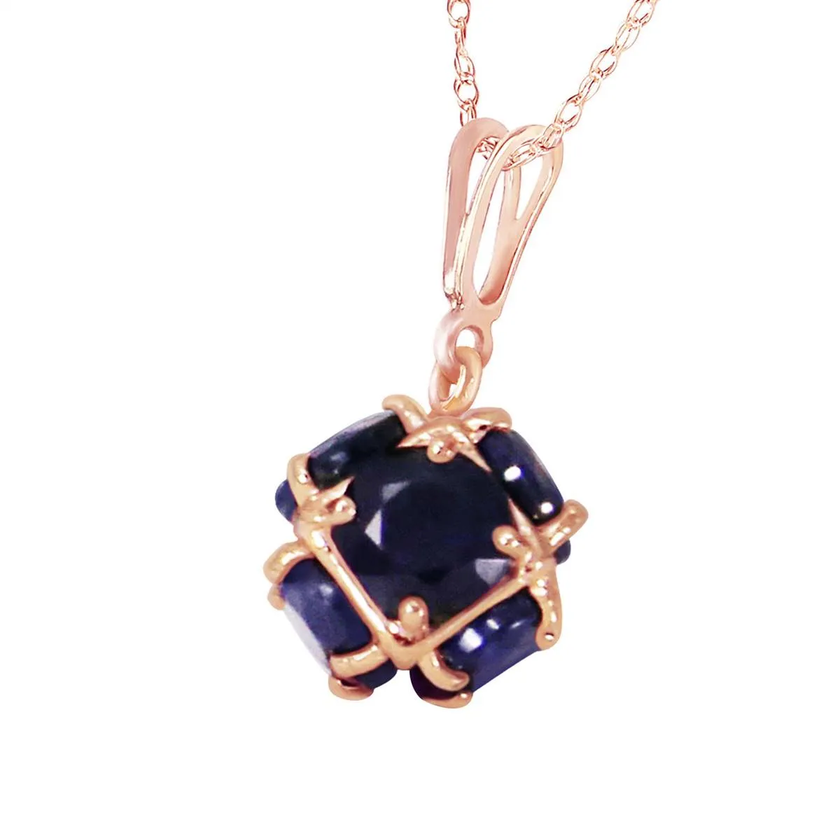 14K Solid Rose Gold Sapphire Necklace Genuine