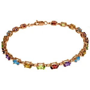 14K Solid Rose Gold Tennis Bracelet w/ Multi Gemstones