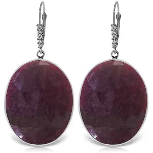 14K Solid White Gold Diamond Leverback Earrings Ruby Certified