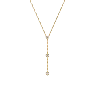 14k Three Heart Lariat Necklace