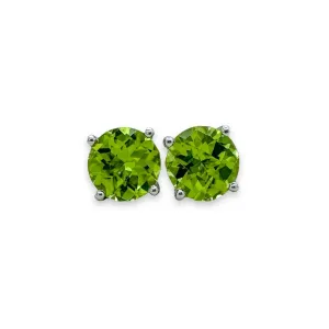 14K W Gold 1.85ctw 6mm Round Peridot Stud Earrings