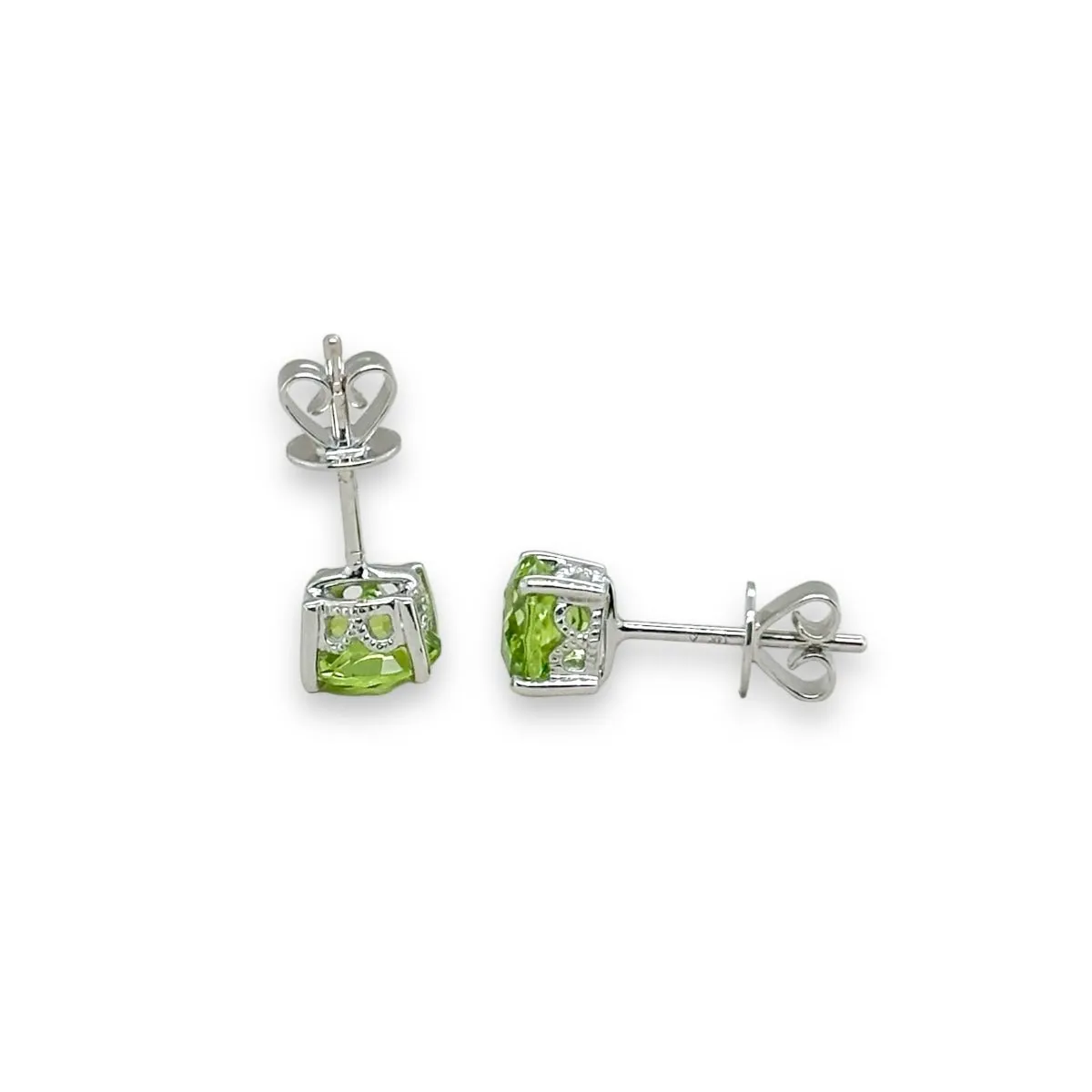 14K W Gold 1.85ctw 6mm Round Peridot Stud Earrings