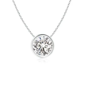 14K White Gold Bezel Set Diamond Necklace