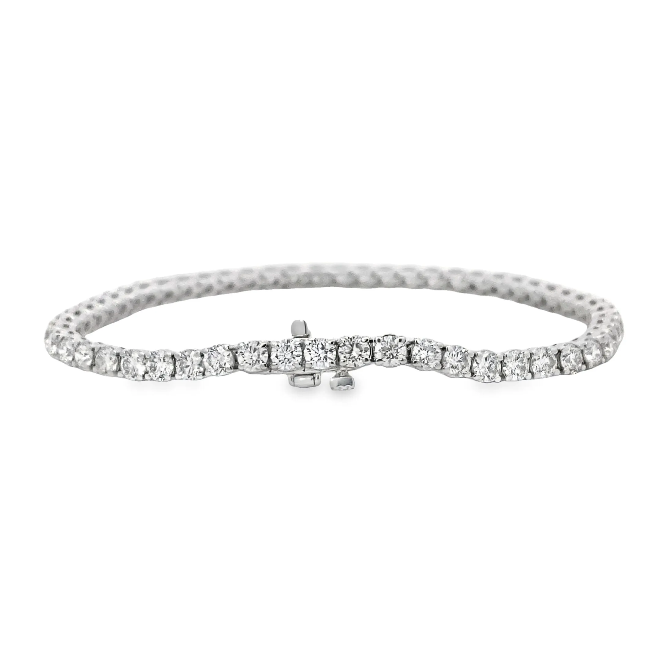 14K White Gold Diamond Tennis Bracelet - 6.40ct