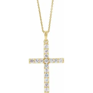 14K Yellow 1/2 CTW Natural Diamond Cross 18" Necklace