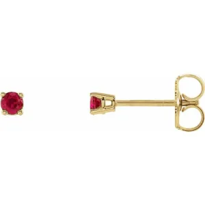 14K Yellow 2.5 mm Lab-Grown Ruby Stud Earrings