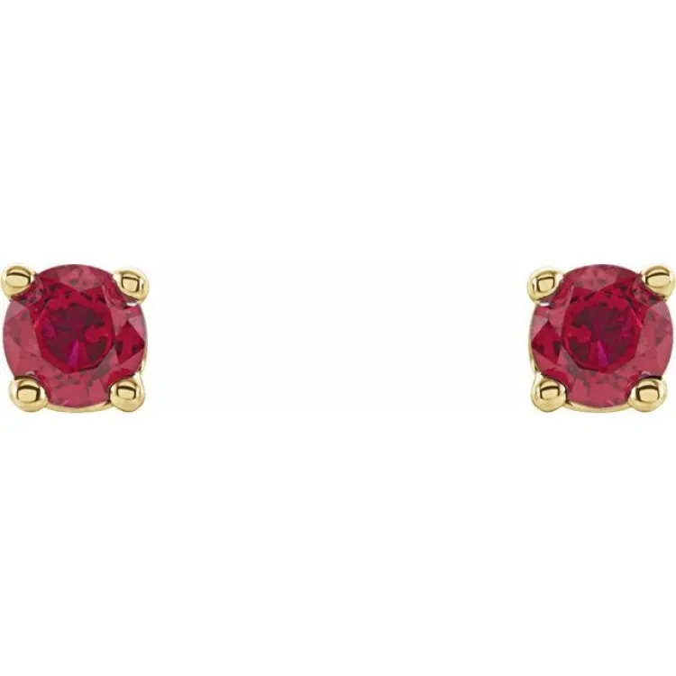 14K Yellow 2.5 mm Lab-Grown Ruby Stud Earrings