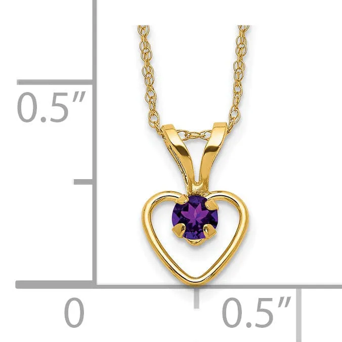 14k Yellow Gold Amethyst Heart Necklace