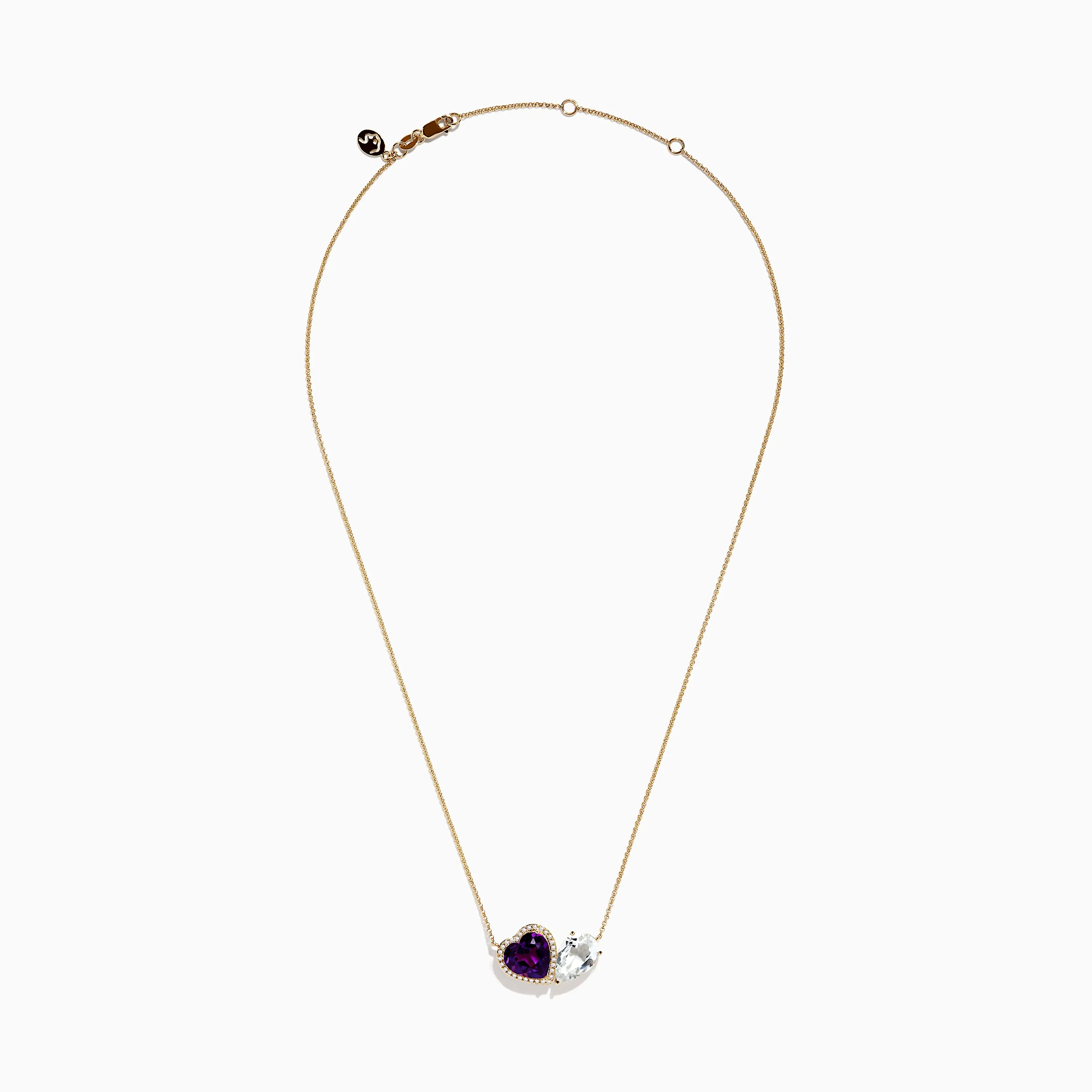 14K Yellow Gold Amethyst, White Topaz, and Diamond Necklace