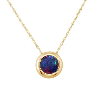 14K Yellow Gold Australian Opal Doublet Pendant with Chain