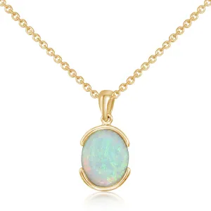 14K Yellow Gold Cabochon Australian Opal Necklace