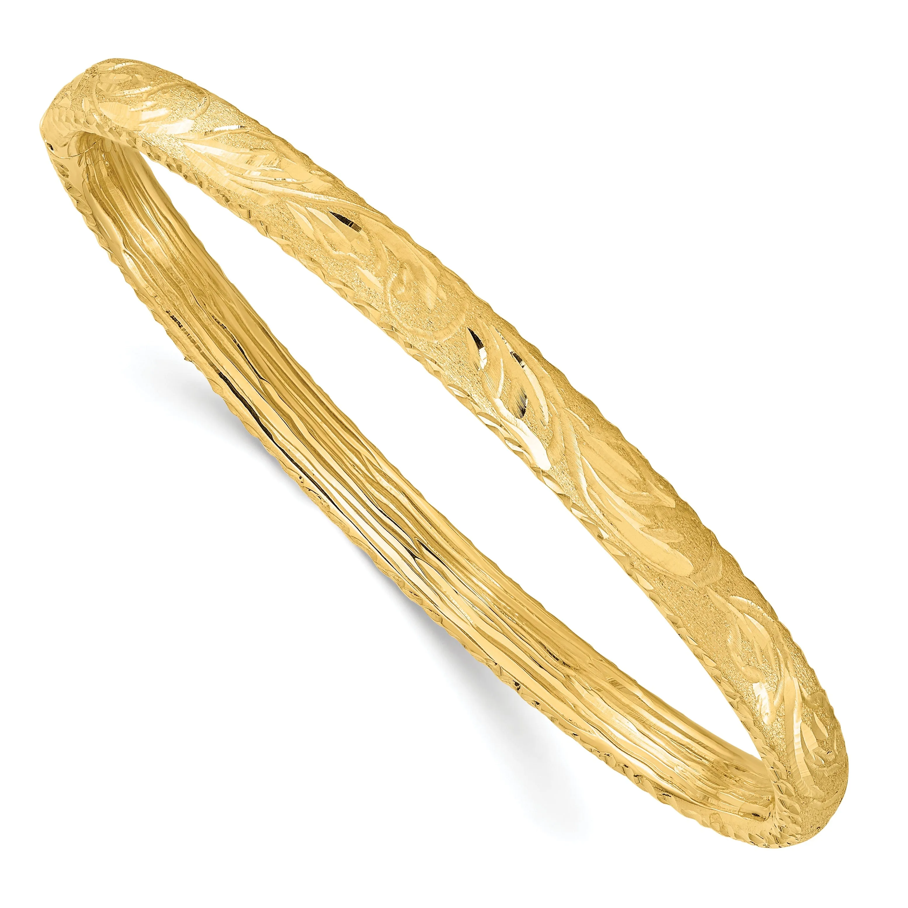 14k Yellow Gold Diamond Cut Bangle