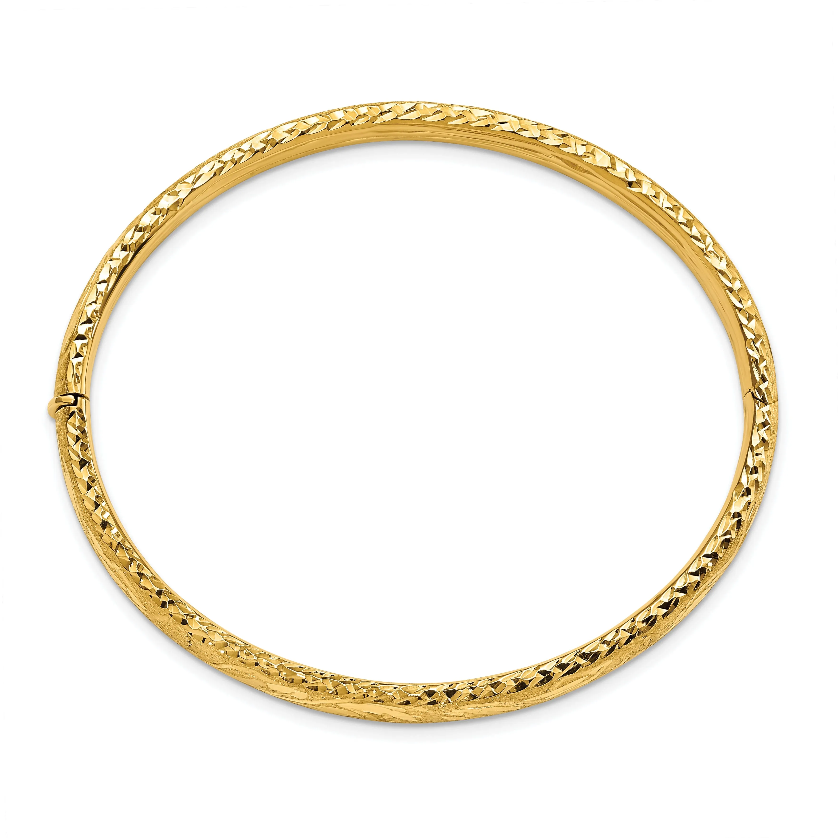 14k Yellow Gold Diamond Cut Bangle