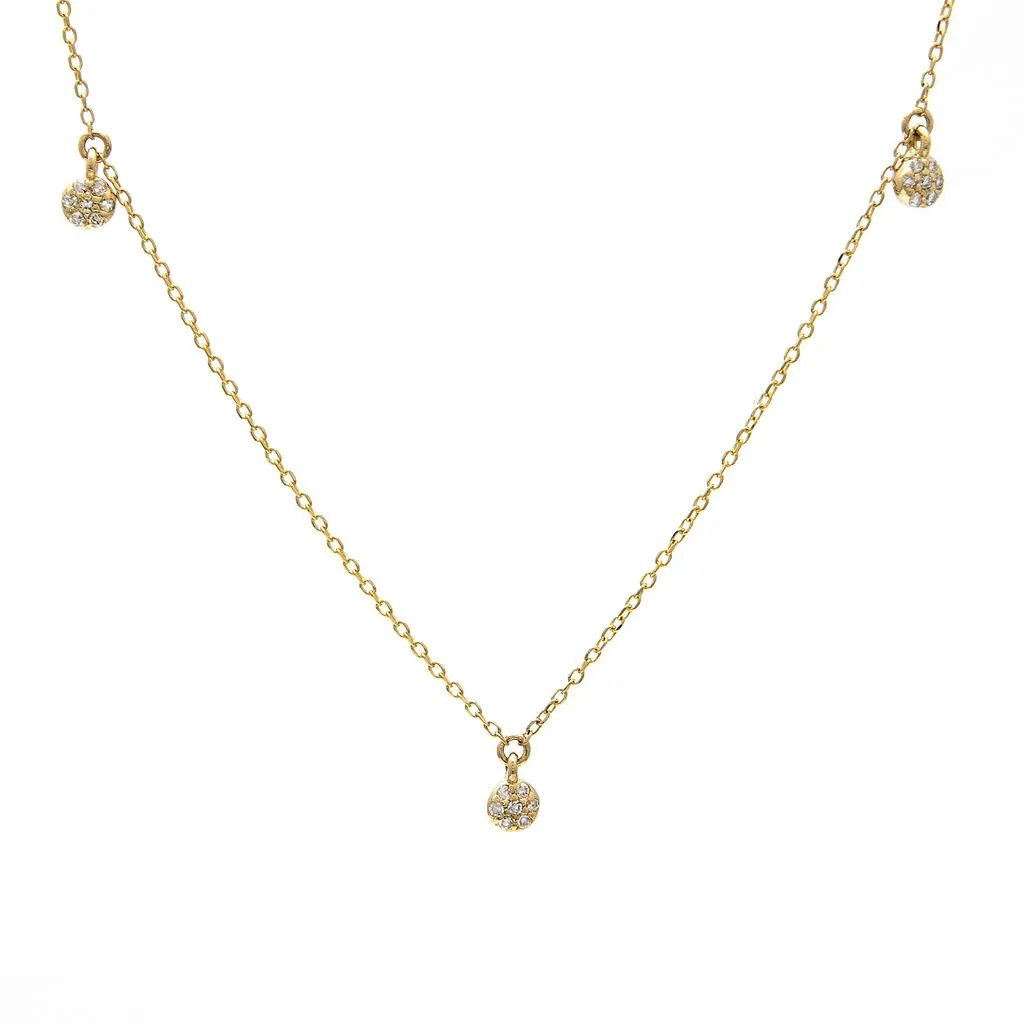 14k Yellow Gold Diamond Pave Drop Necklace