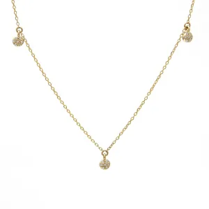 14k Yellow Gold Diamond Pave Drop Necklace