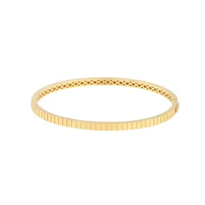 14K Yellow Gold Fluted Hinge Weave Bangle Bracelet