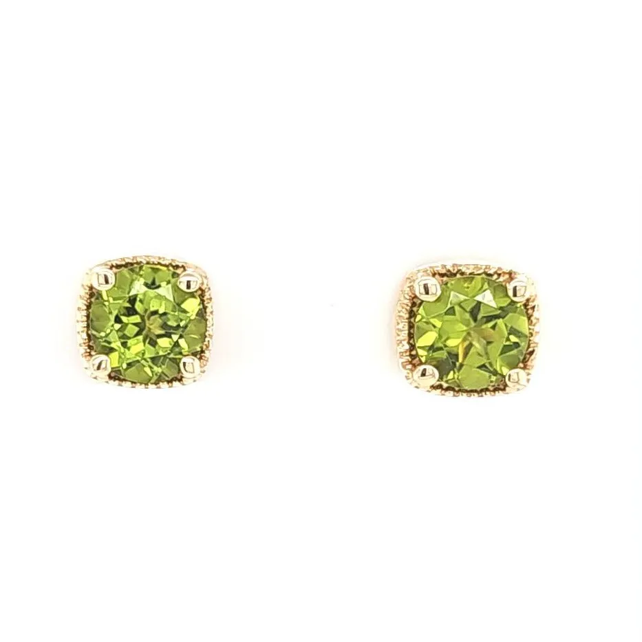 14k Yellow Gold Peridot Stud Earrings (I7209)