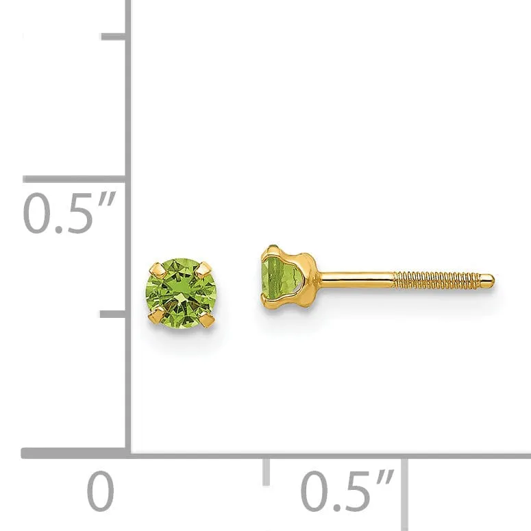 14k Yellow Gold Synthetic Peridot Earrings