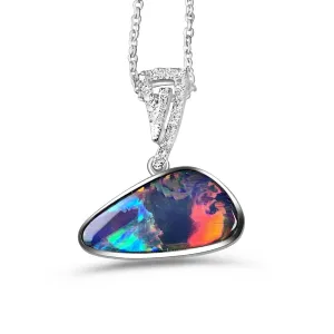 14kt White Gold Opal 3.6ct and Diamond pendant