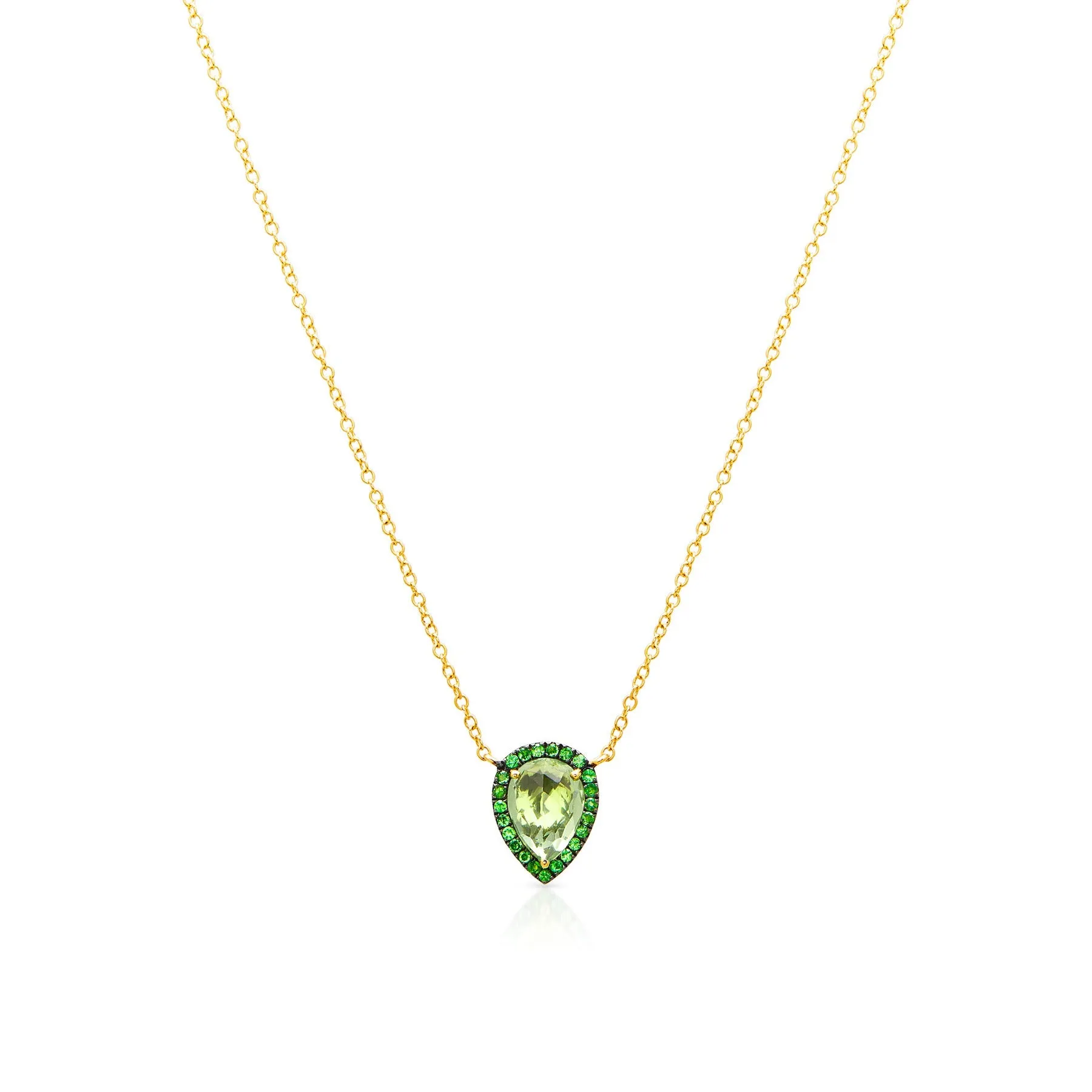 14KT Yellow Gold Green Amethyst Green Garnet Sophie Necklace