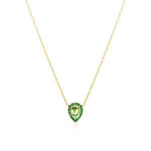 14KT Yellow Gold Green Amethyst Green Garnet Sophie Necklace