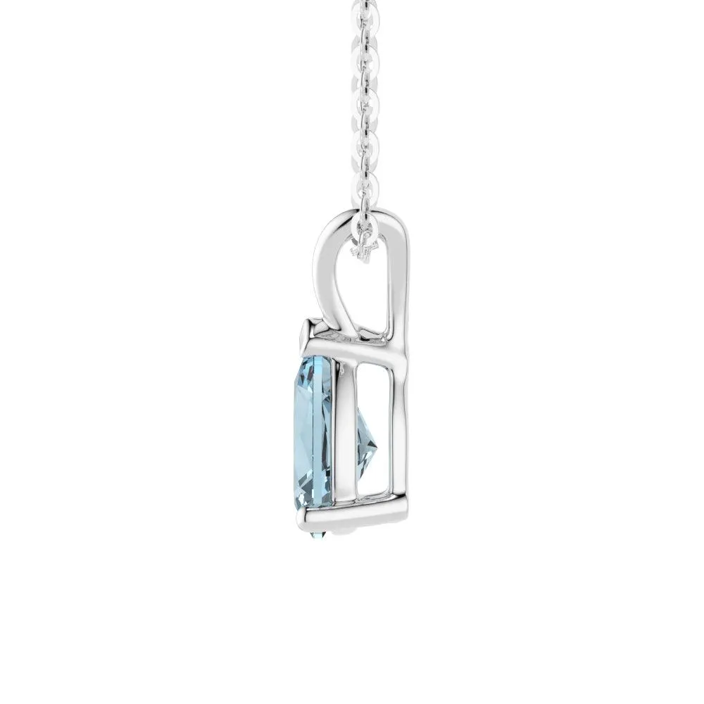 1.5 CT. Pear Shaped Aquamarine Solitaire Pendant