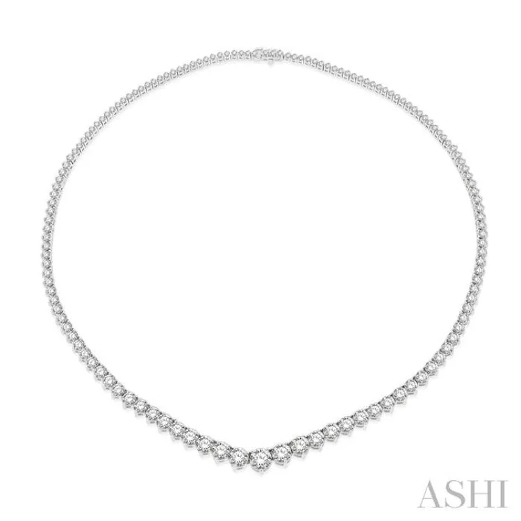 15 ctw Riviera Round Cut Diamond Necklace in 14K White Gold