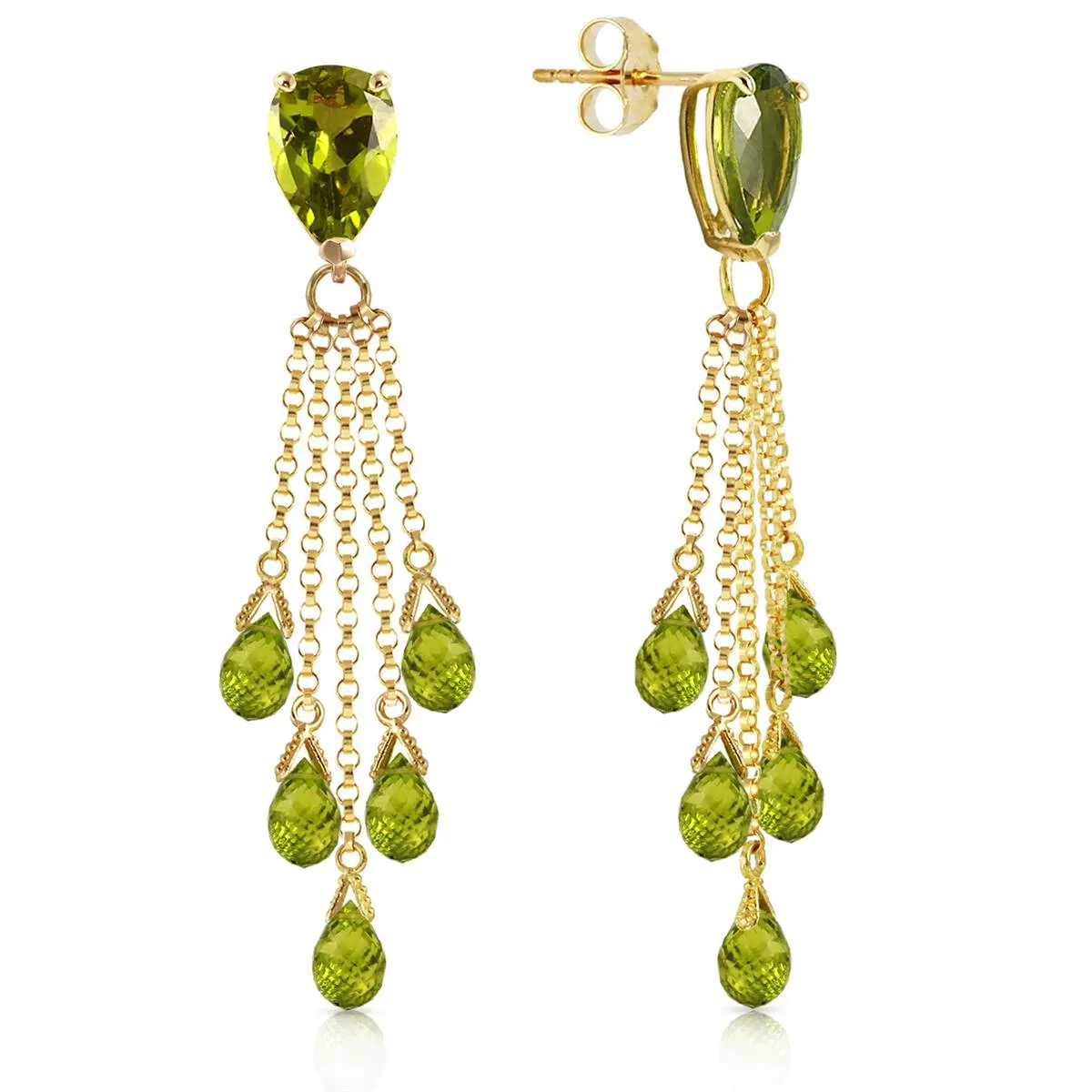 15.5 Carat 14K Solid Yellow Gold Playful Peridot Earrings