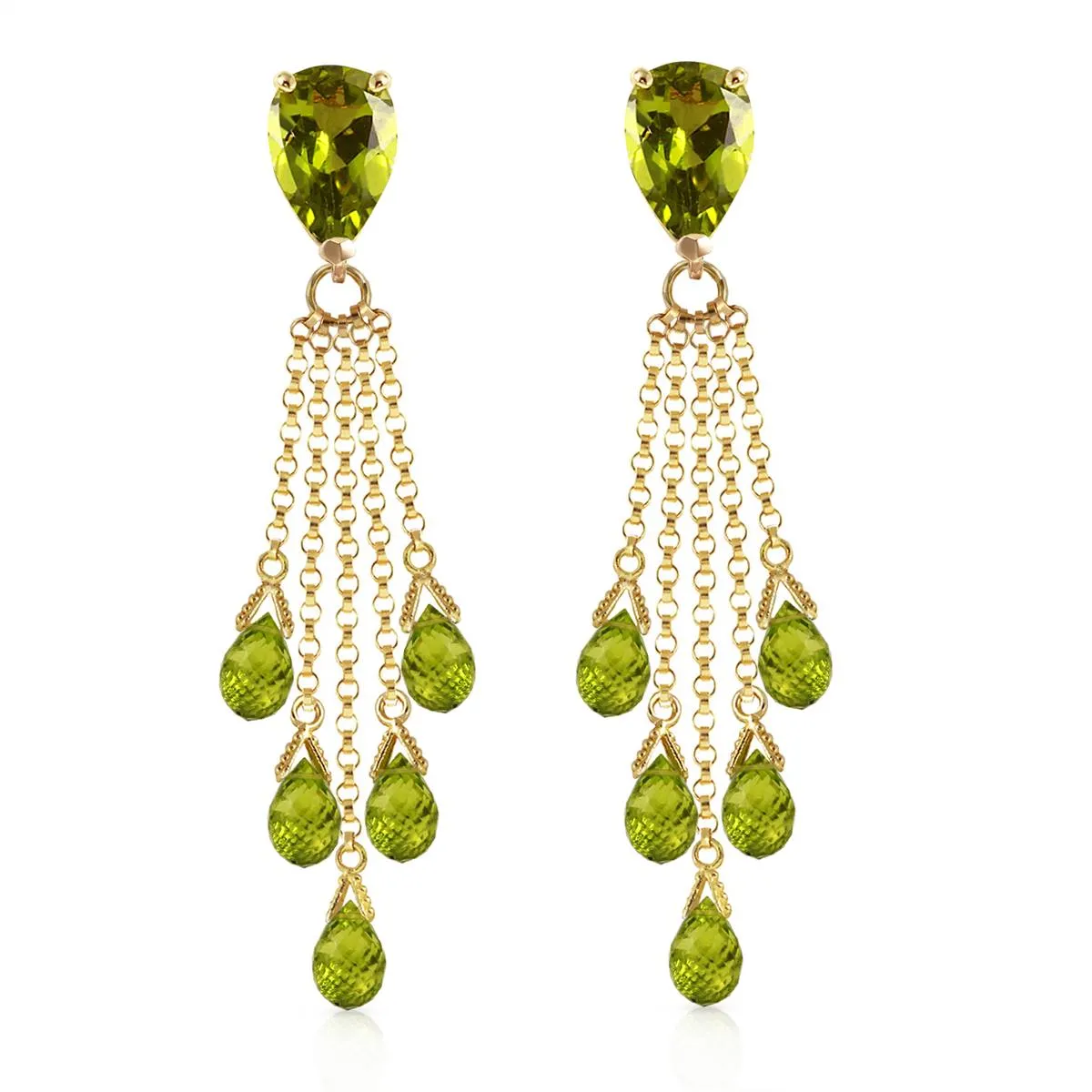 15.5 Carat 14K Solid Yellow Gold Playful Peridot Earrings