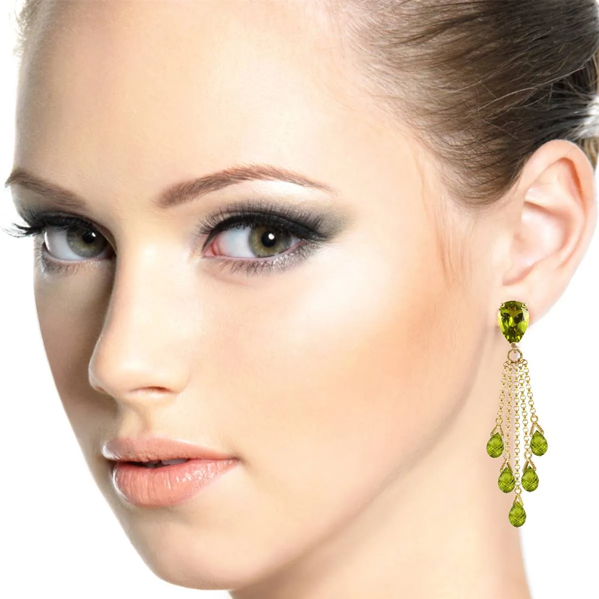 15.5 Carat 14K Solid Yellow Gold Playful Peridot Earrings