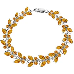 16.5 Carat 14K Solid White Gold Butterfly Bracelet Natural Citrine