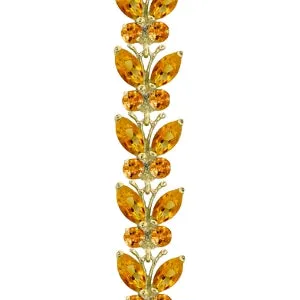 16.5 Carat 14K Solid Yellow Gold Butterfly Bracelet Natural Citrine