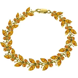 16.5 Carat 14K Solid Yellow Gold Butterfly Bracelet Natural Citrine