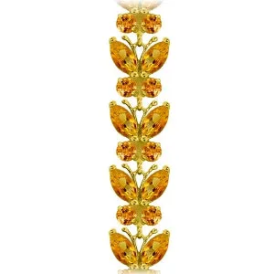 16.5 Carat 14K Solid Yellow Gold Butterfly Bracelet Natural Citrine