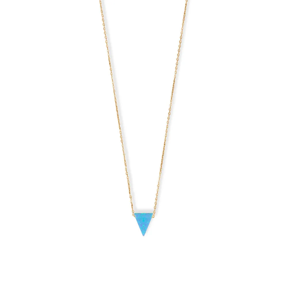 16"   2" 14 Karat Gold Plated Synthetic Opal Triangle Necklace