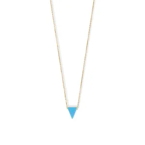 16"   2" 14 Karat Gold Plated Synthetic Opal Triangle Necklace