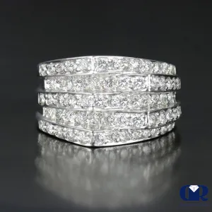 1.70 Ct Round Cut Diamond Right Hand Ring & Cocktail Ring In 14K White Gold