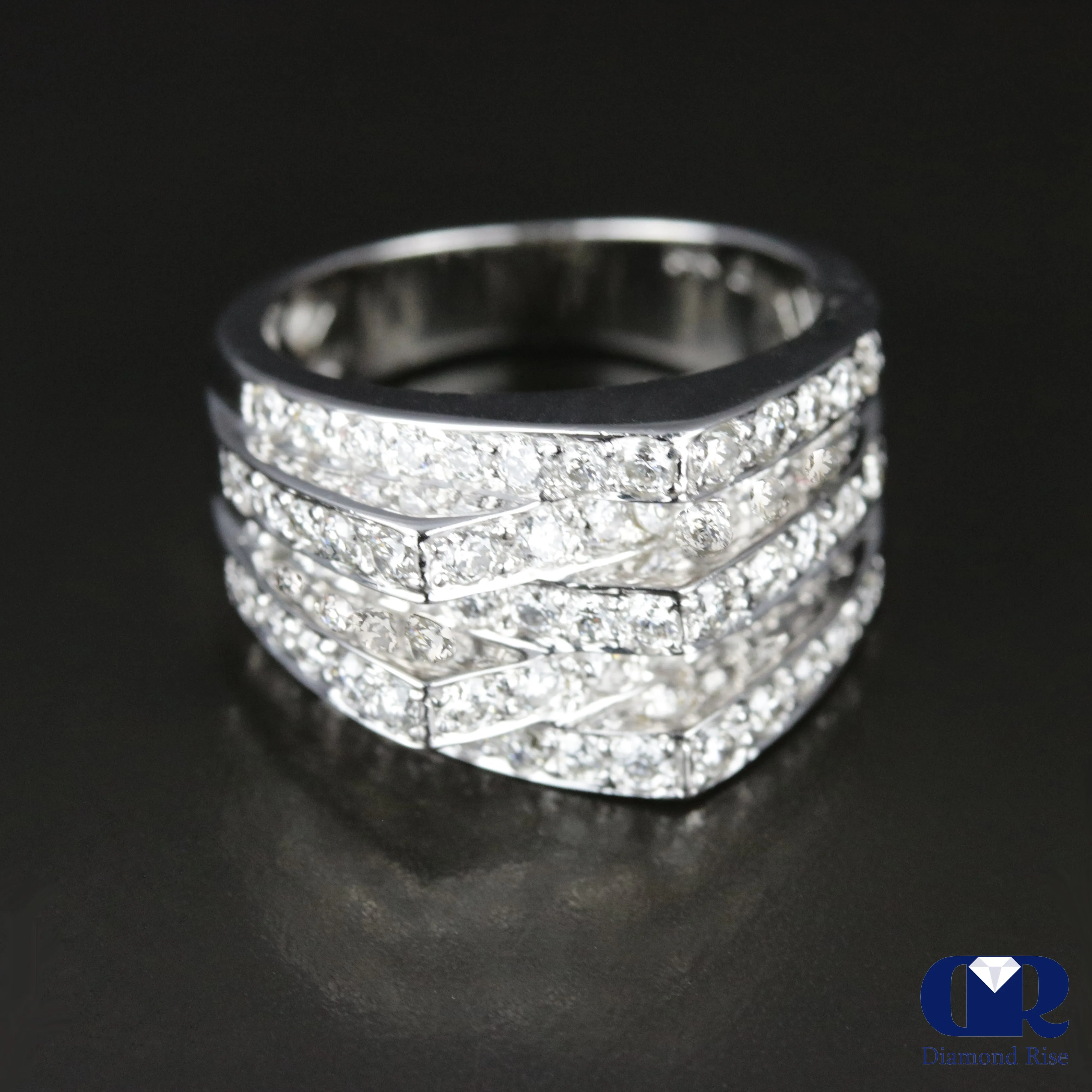 1.70 Ct Round Cut Diamond Right Hand Ring & Cocktail Ring In 14K White Gold