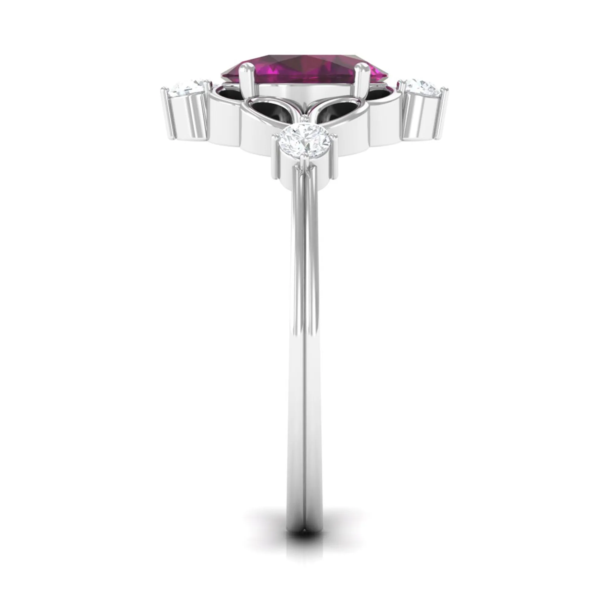 1.75 CT Oval Shape Rhodolite and Diamond Cocktail Ring