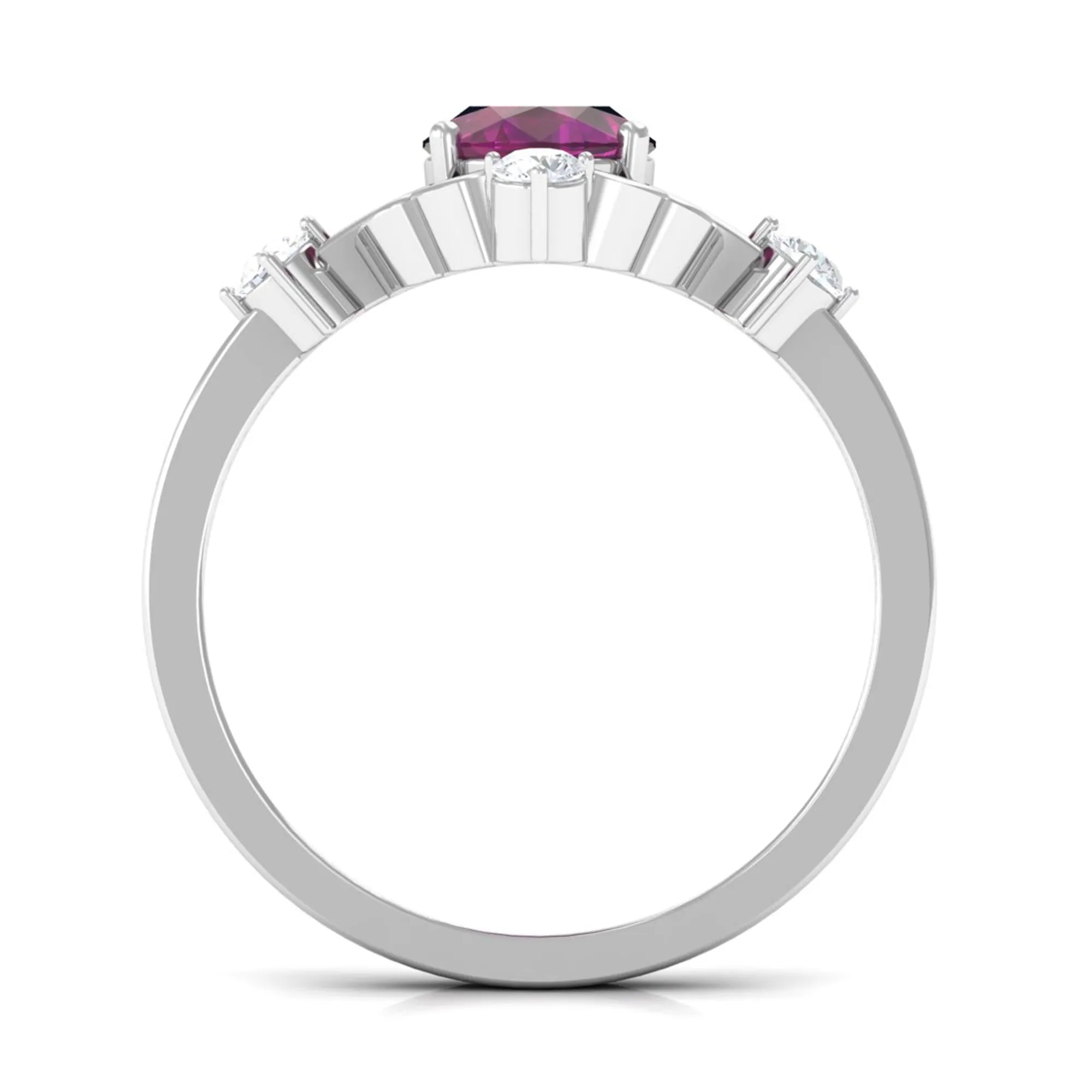 1.75 CT Oval Shape Rhodolite and Diamond Cocktail Ring