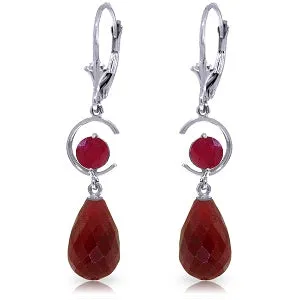 18.6 Carat 14K Solid White Gold Reaching Out Ruby Earrings