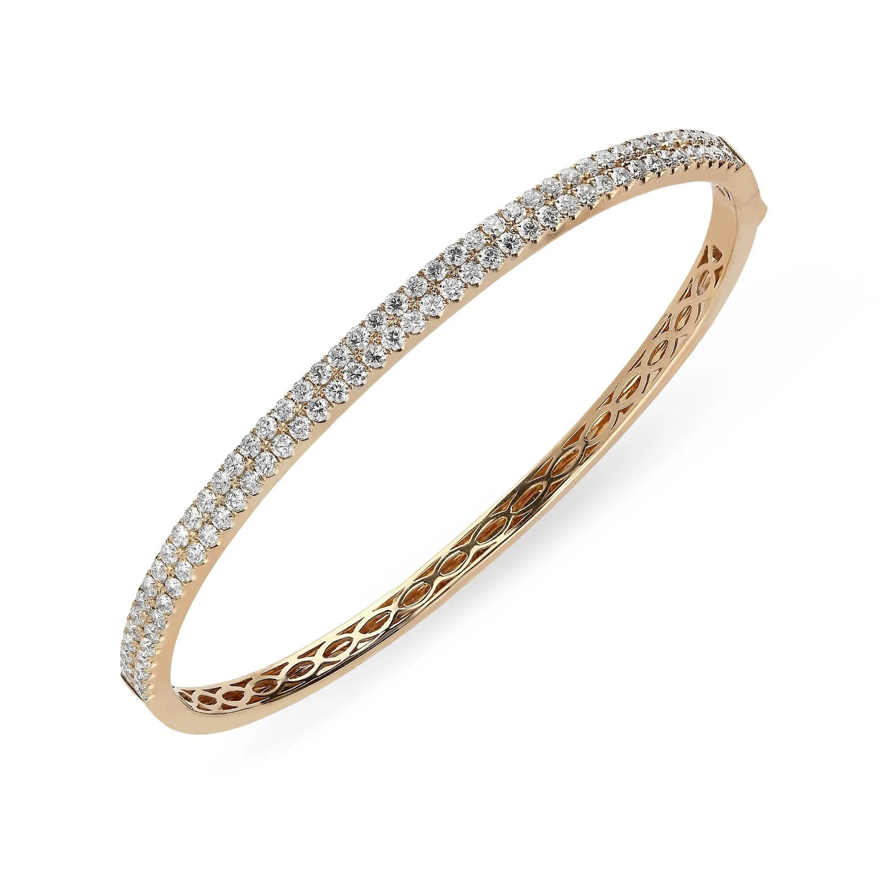 18ct Rose Gold 1.87ct Diamond Hinged Bangle