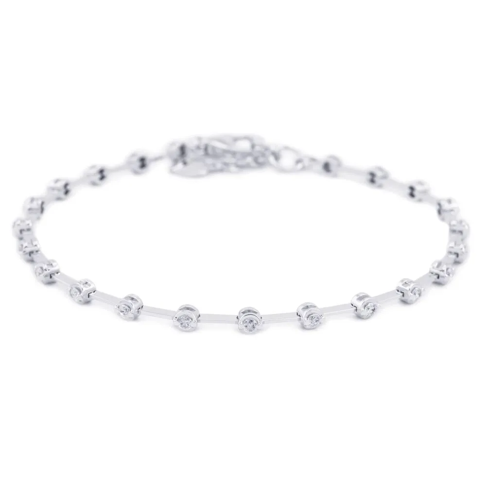 18ct White Gold 0.55ct Diamond Bar Set Bracelet