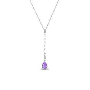 18ct White Gold Diamond And Amethyst Necklace