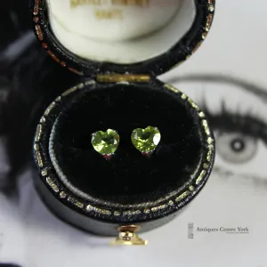 18ct White Gold Heart Cut Peridot Earrings